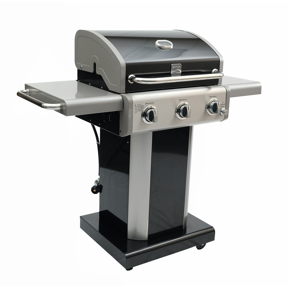 Kenmore - 3 Burner Pedestal Gas Grill - Black 