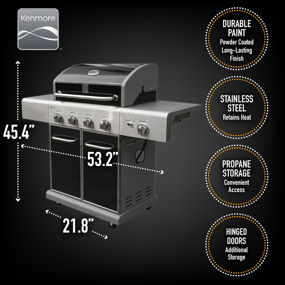 Kenmore - 4 Burner Gas Grill Plus Side Searing Burner