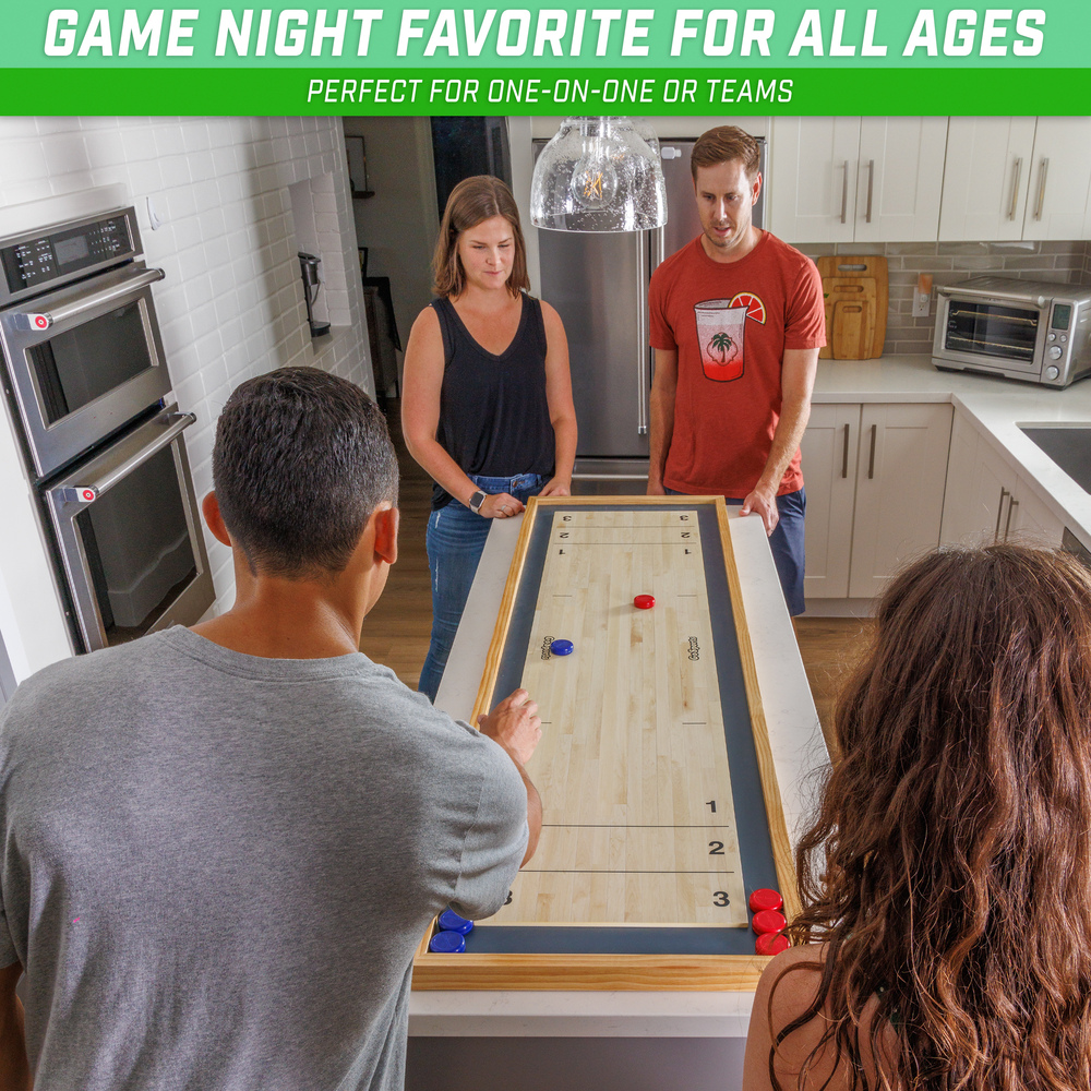 GoSports - 6 ft Tabletop Shuffleboard and Curling 2-in-1 Game 