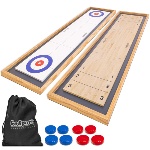 GoSports - 6 ft Tabletop Shuffleboard and Curling 2-in-1 Game 