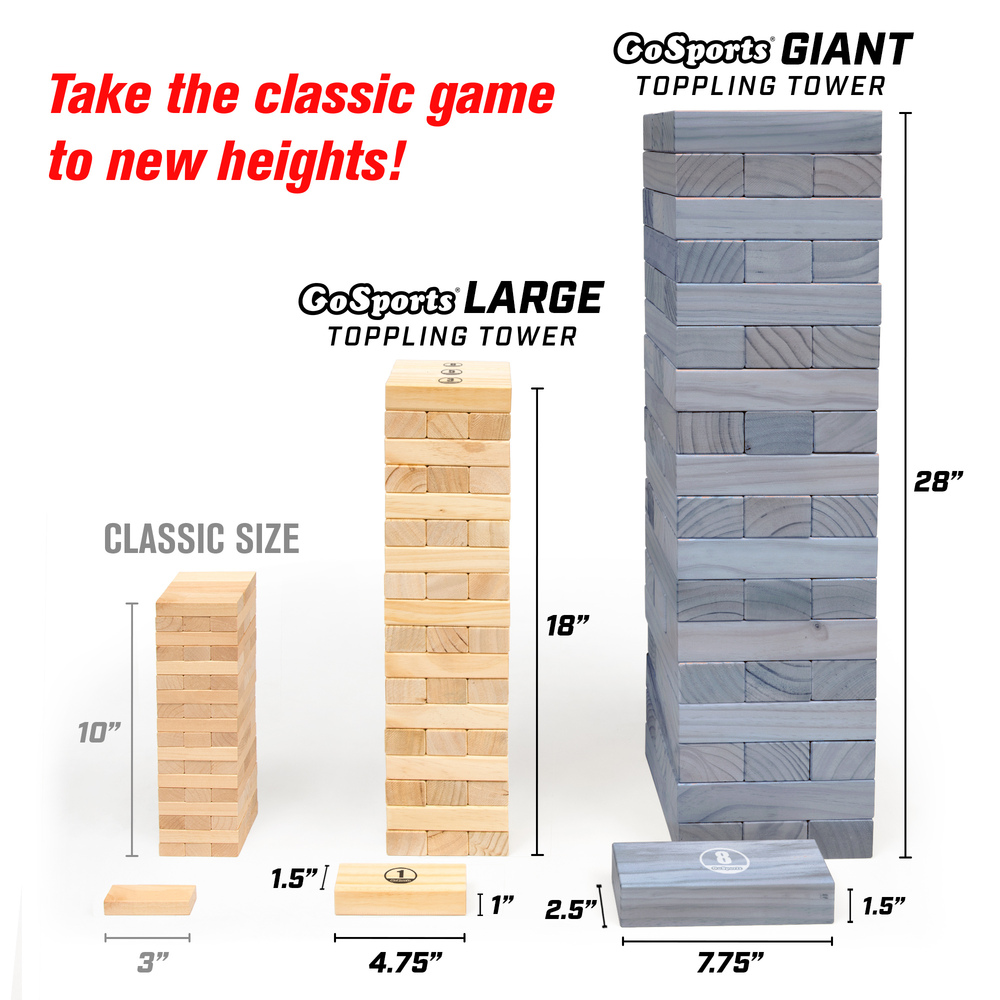 GoSports - Giant Wooden Toppling Tower - Gray 