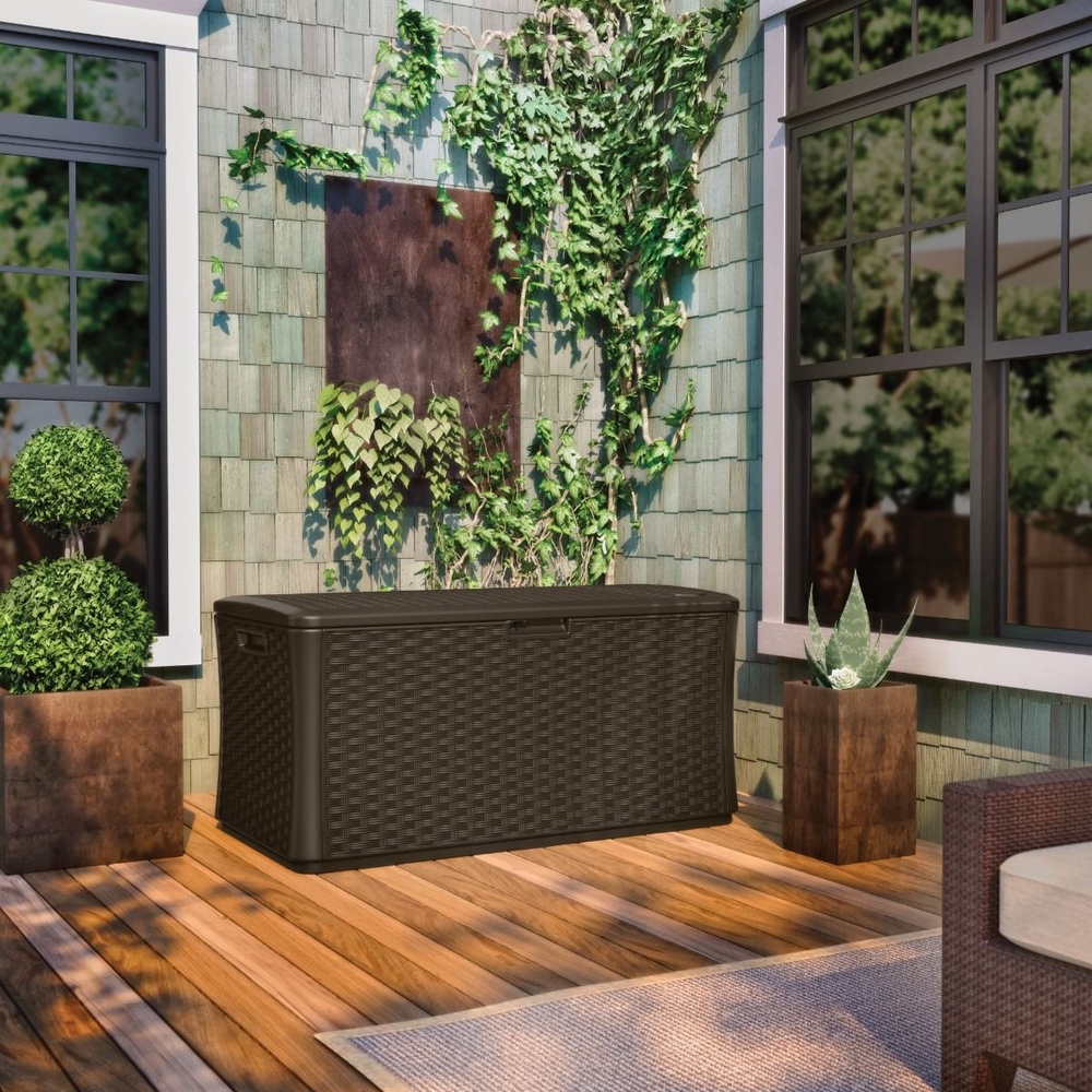 Suncast - 134 Gal Extra Large Wicker Deck Box - Java