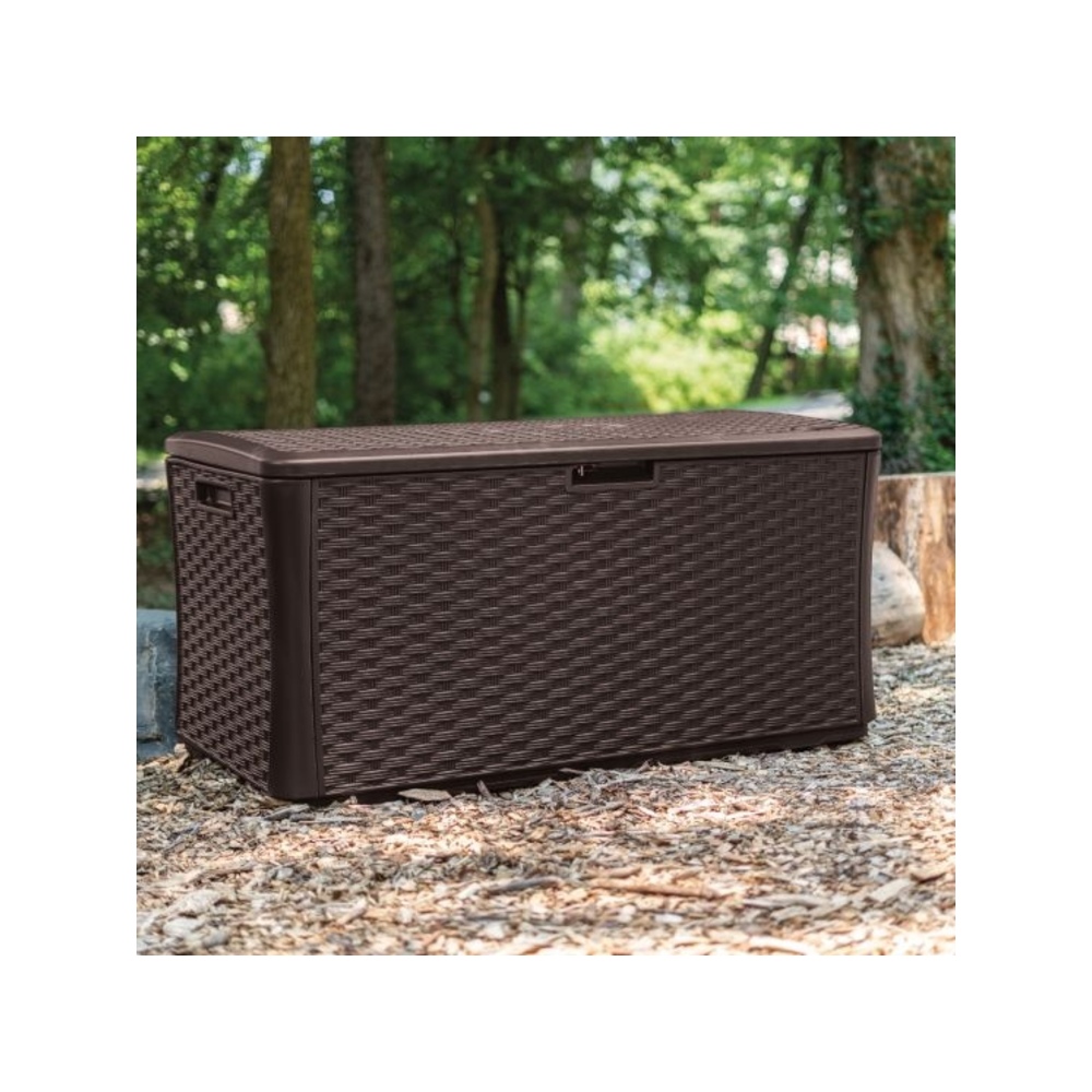 Suncast - 134 Gal. Extra Large Wicker Deck Box - Java