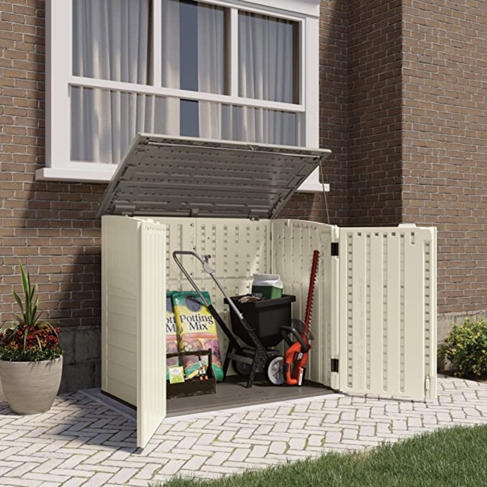 Suncast - 34 Cu.ft. Horizontal Shed - Vanilla W/stoney Roof