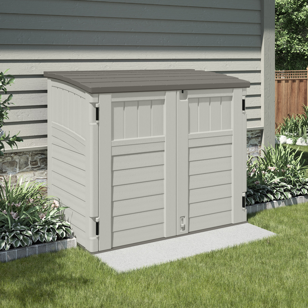 Suncast - 34 Cu.ft. Horizontal Shed - Vanilla W/stoney Roof