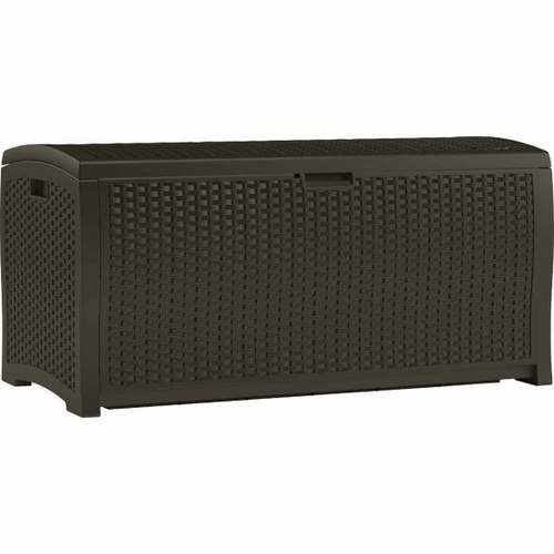 Suncast - 99 Gal Resin Wicker Deck Box - Java