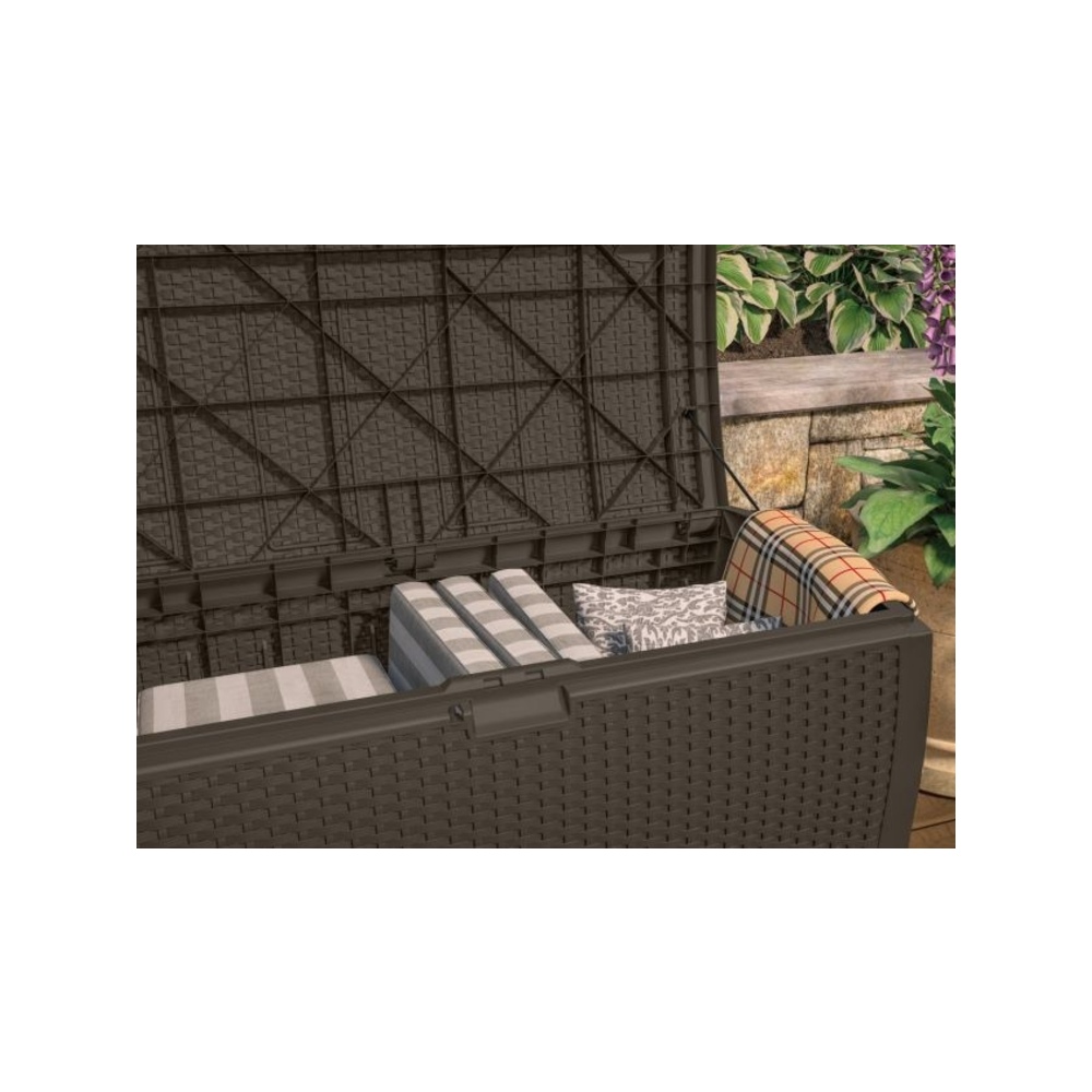 Suncast - 99 Gal Resin Wicker Deck Box - Java