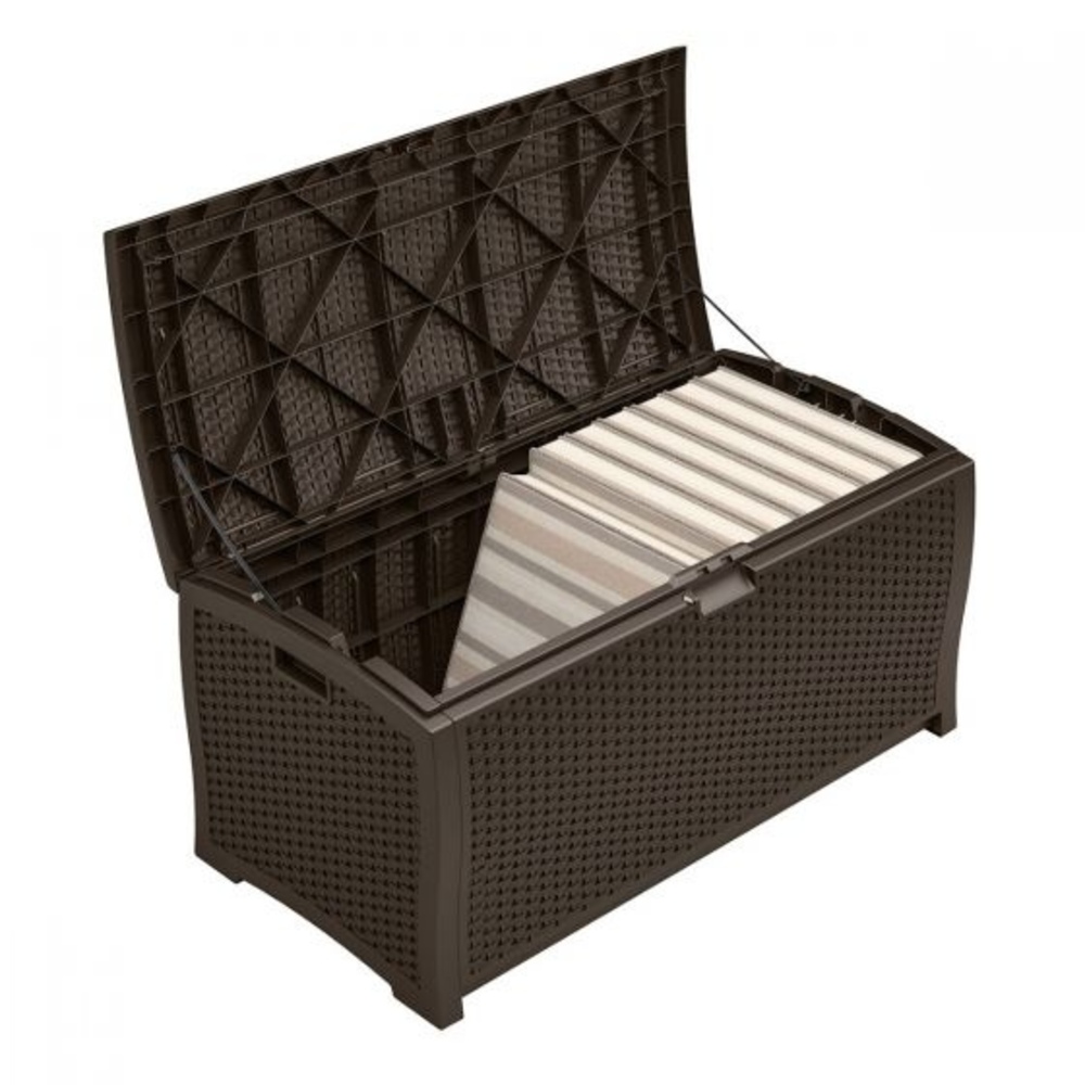 Suncast - 99 Gal Resin Wicker Deck Box - Java