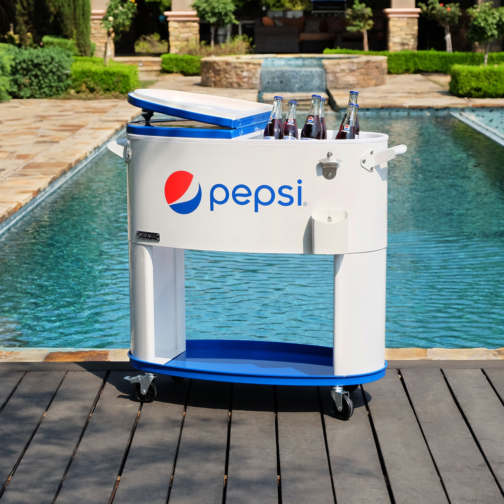 Permasteel - 80QT Oval PEPSI Patio Cooler - WHITE