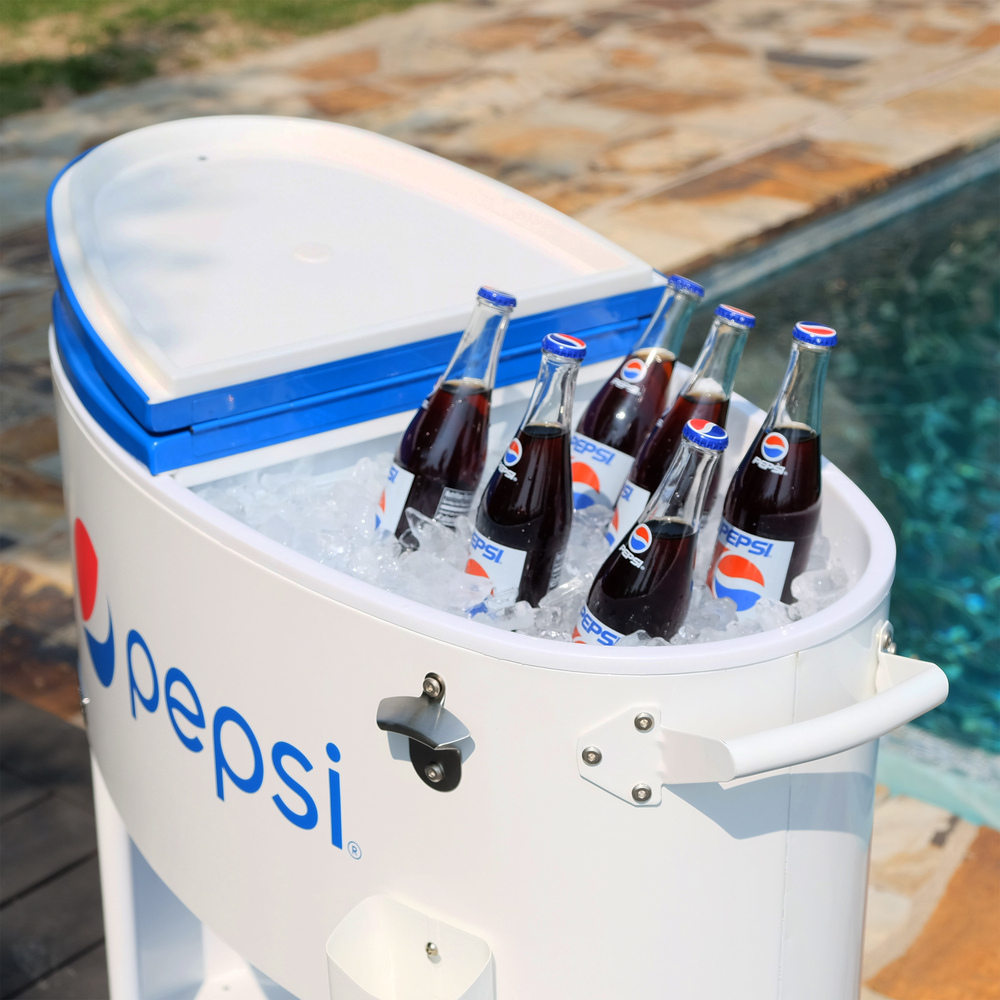 Permasteel - 80QT Oval PEPSI Patio Cooler - WHITE