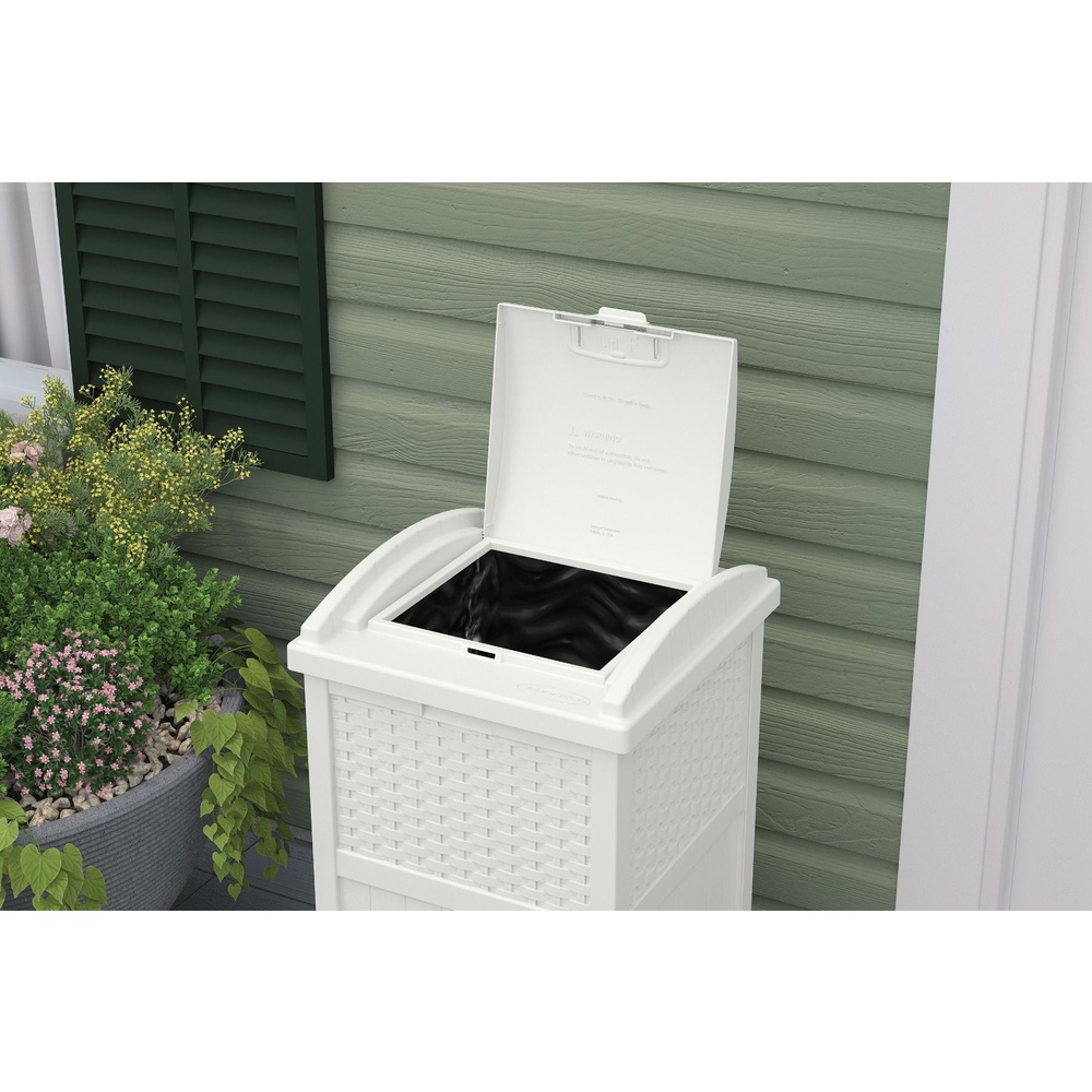 Suncast - Wicker Trash Hideaway® - WHITE