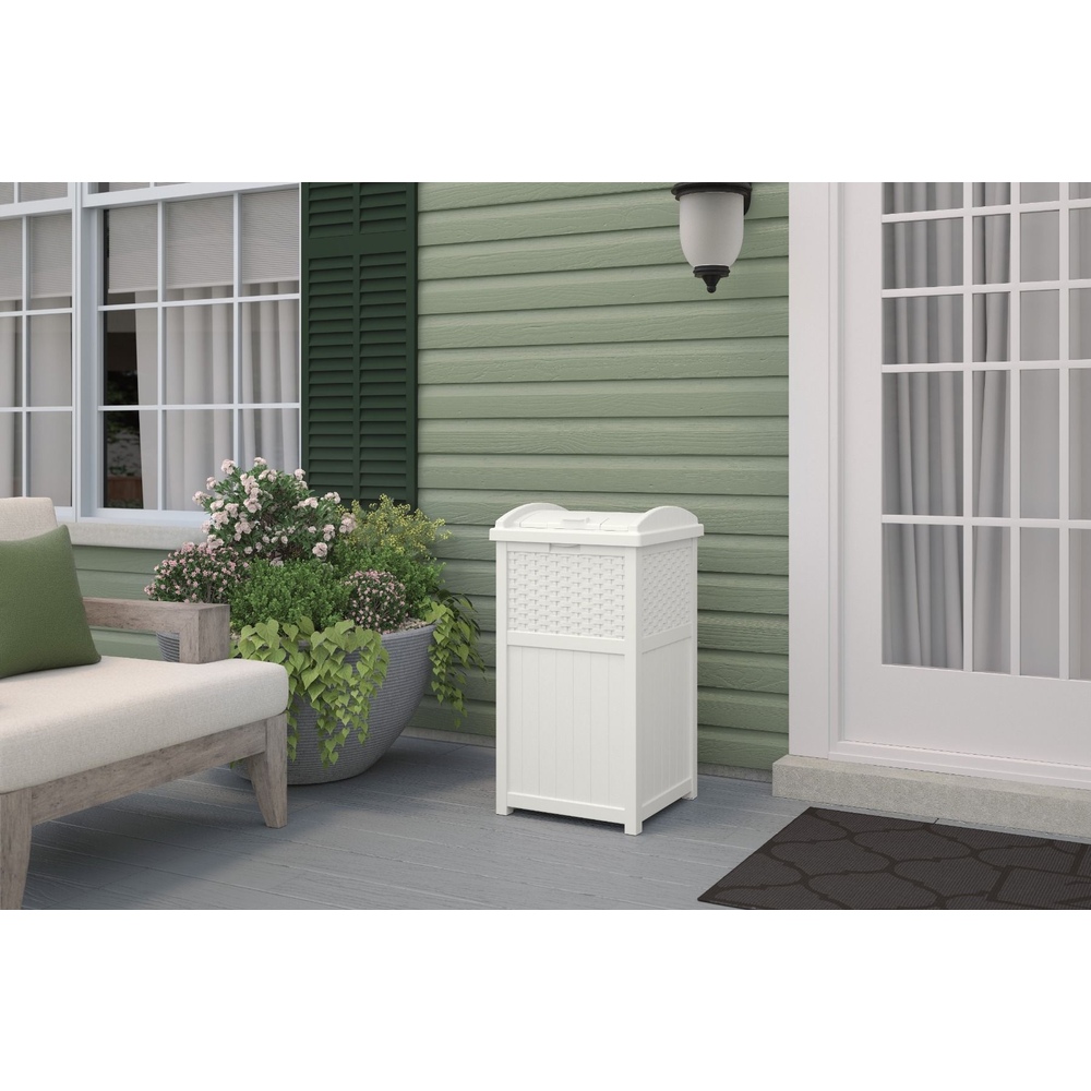 Suncast - Wicker Trash Hideaway® - WHITE