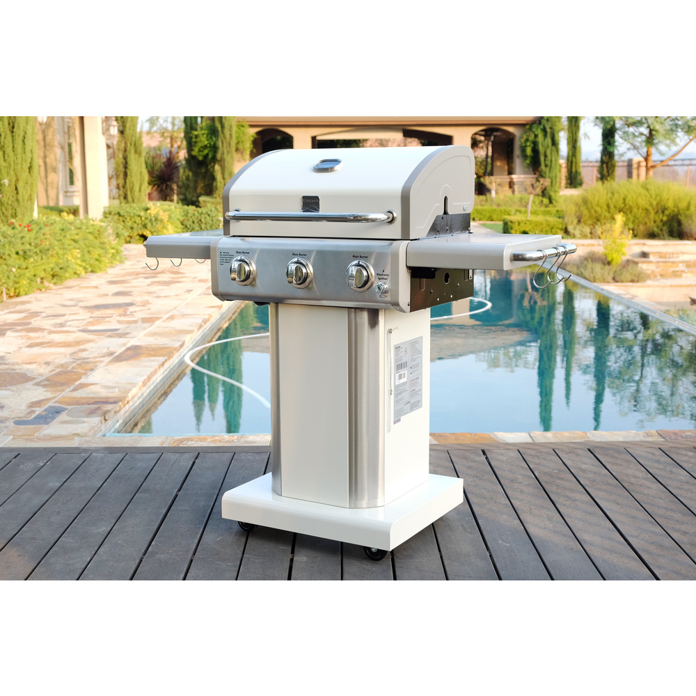 Kenmore - 3 Burner Pedestal Gas Grill - Pearl