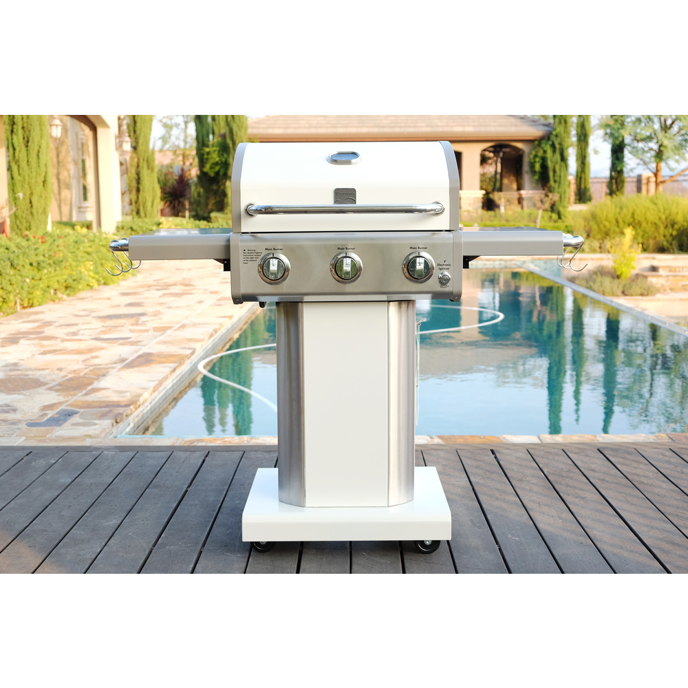 Kenmore - 3 Burner Pedestal Gas Grill - Pearl