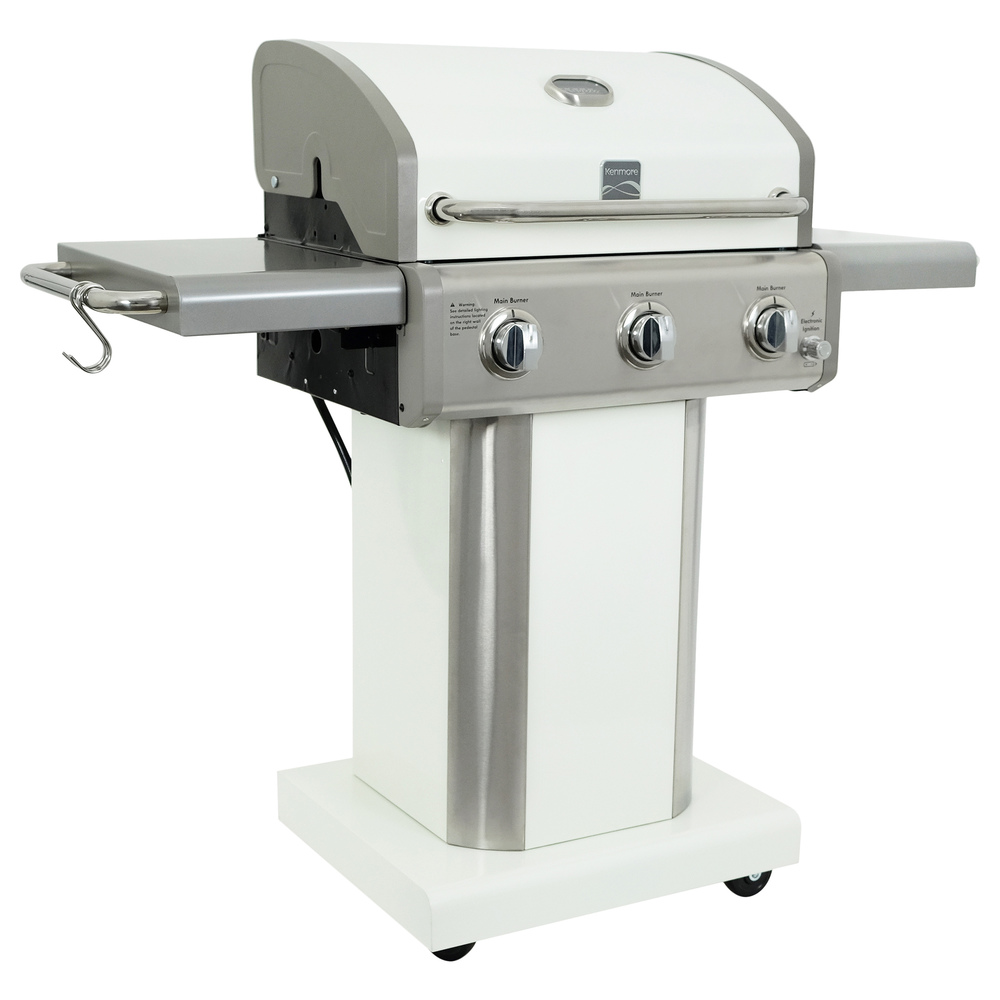 Kenmore - 3 Burner Pedestal Gas Grill - Pearl