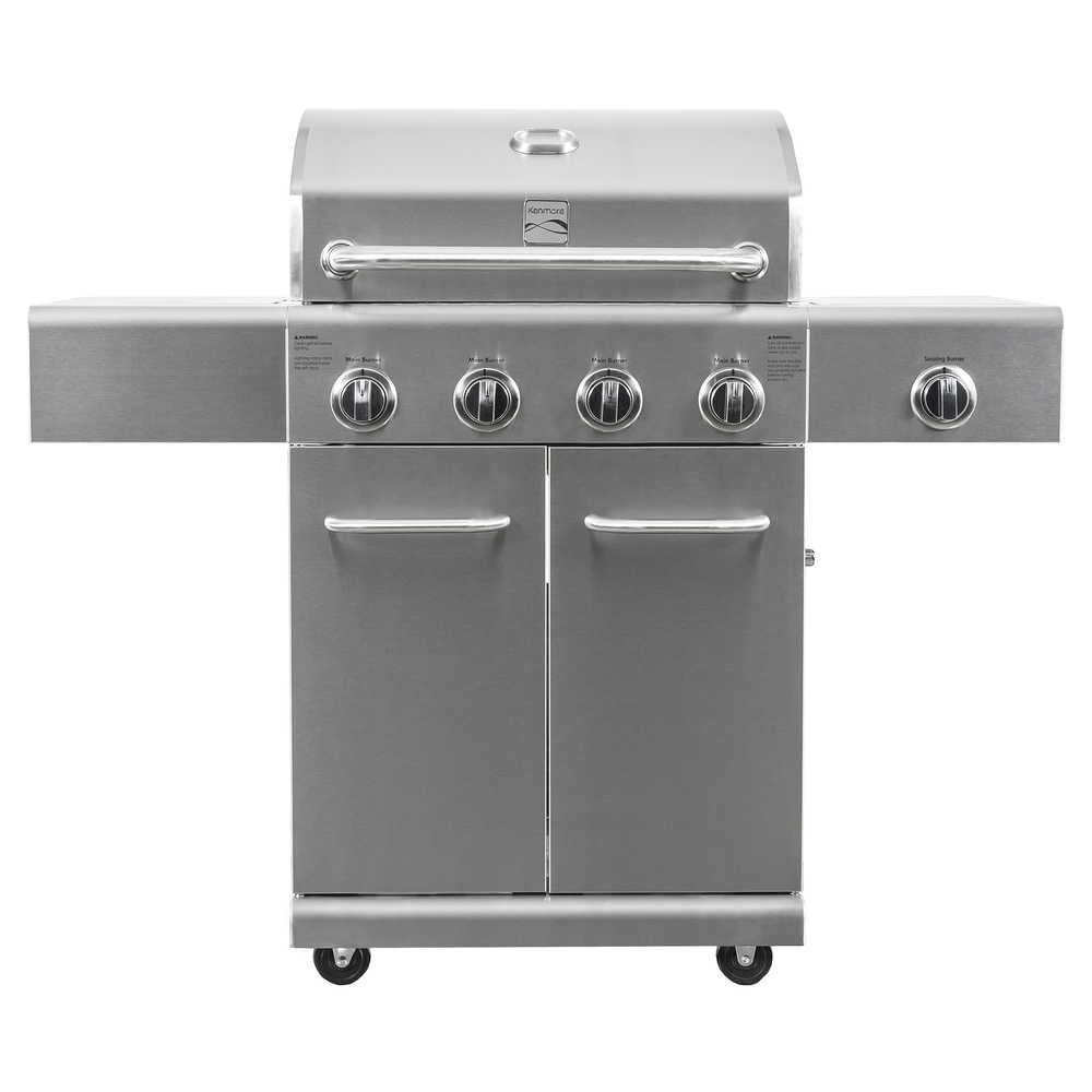 Kenmore - 4 Burner Gas Grill Plus SEARING Side Burner - All Stainless Steel