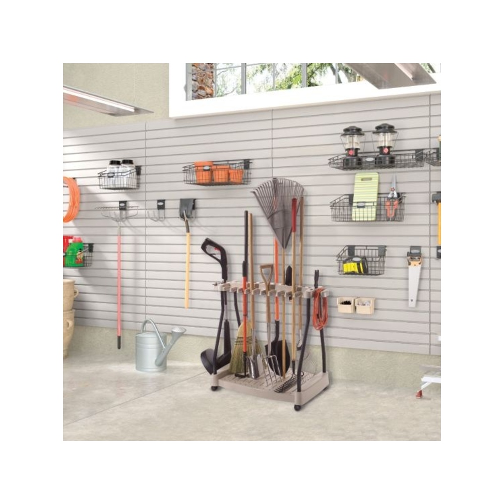 Suncast - Tool Rack With Wheels - Taupe