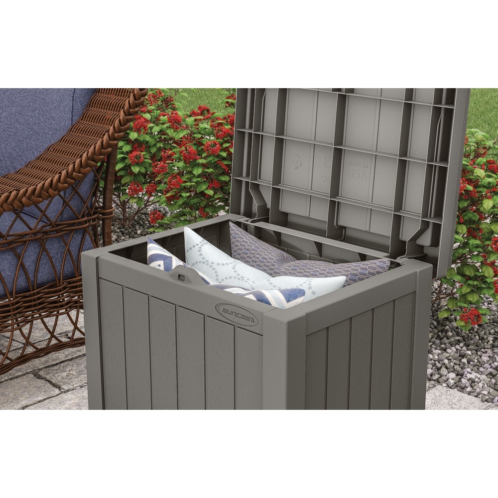 Suncast - 22 Gal Small Deck Box W/storage Seat - Stoney