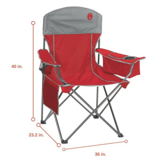 Coleman - Quad Chair With Cooler - Red/gray