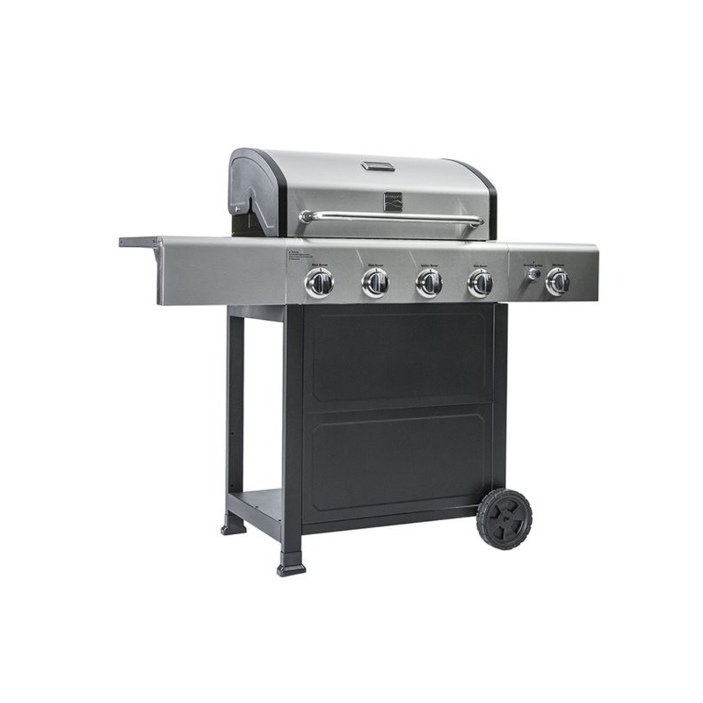 Kenmore - 4 Burner Gas Grill Plus Side Burner - Black With Stainless Steel Lid
