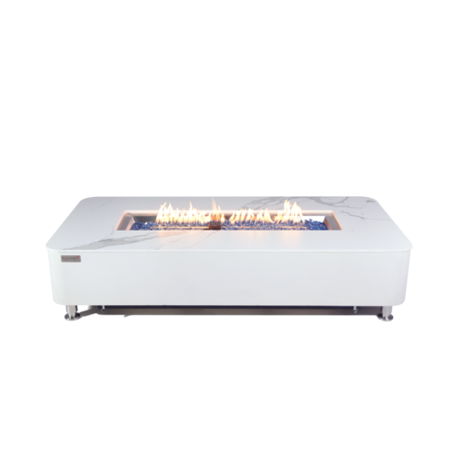 Elementi Plus - Athens Porcelain Top Fire Table - White Rectangle- NG