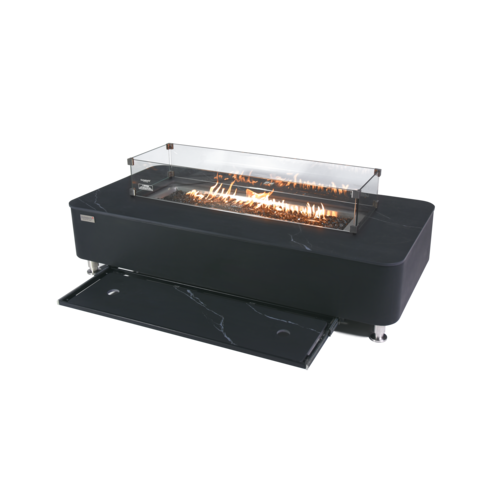 Elementi Plus - Valencia Porcelain Top Fire Table - Black Rectangle- Lp