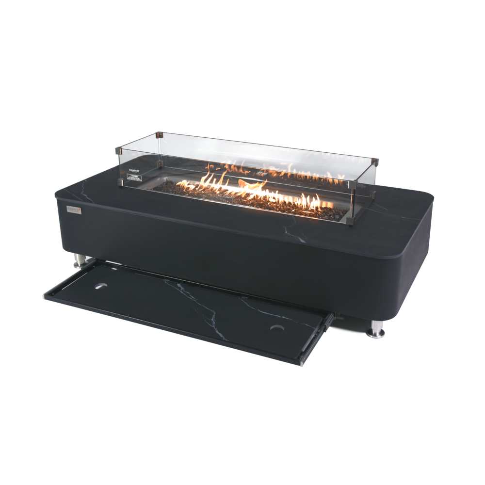 Elementi Plus - Valencia Porcelain Top Fire Table - Black Rectangle- NG