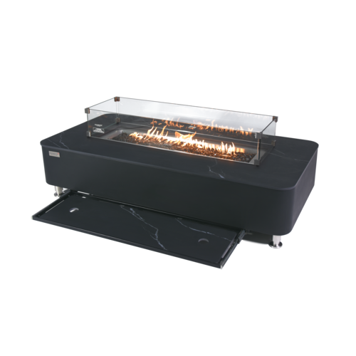 Elementi Plus - Valencia Porcelain Top Fire Table - Black Rectangle- Ng
