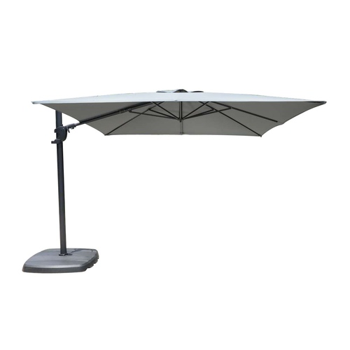 Treasure Garden - 10' Square Cantilever Umbrella + Base - Black Frame W/silver Linen Fabric