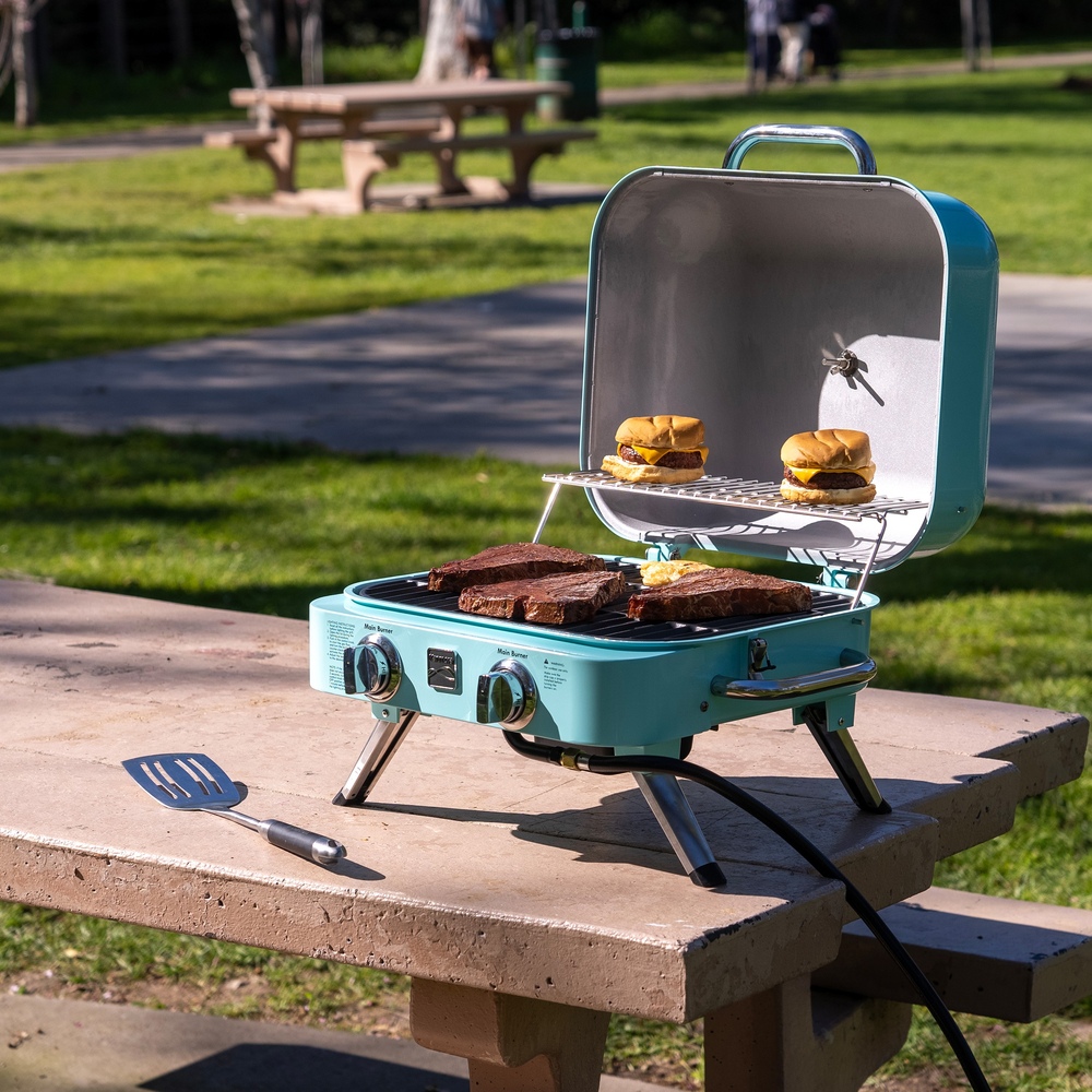 Kenmore - 2 Burner Retro Tabletop Gas Grill - Turquoise