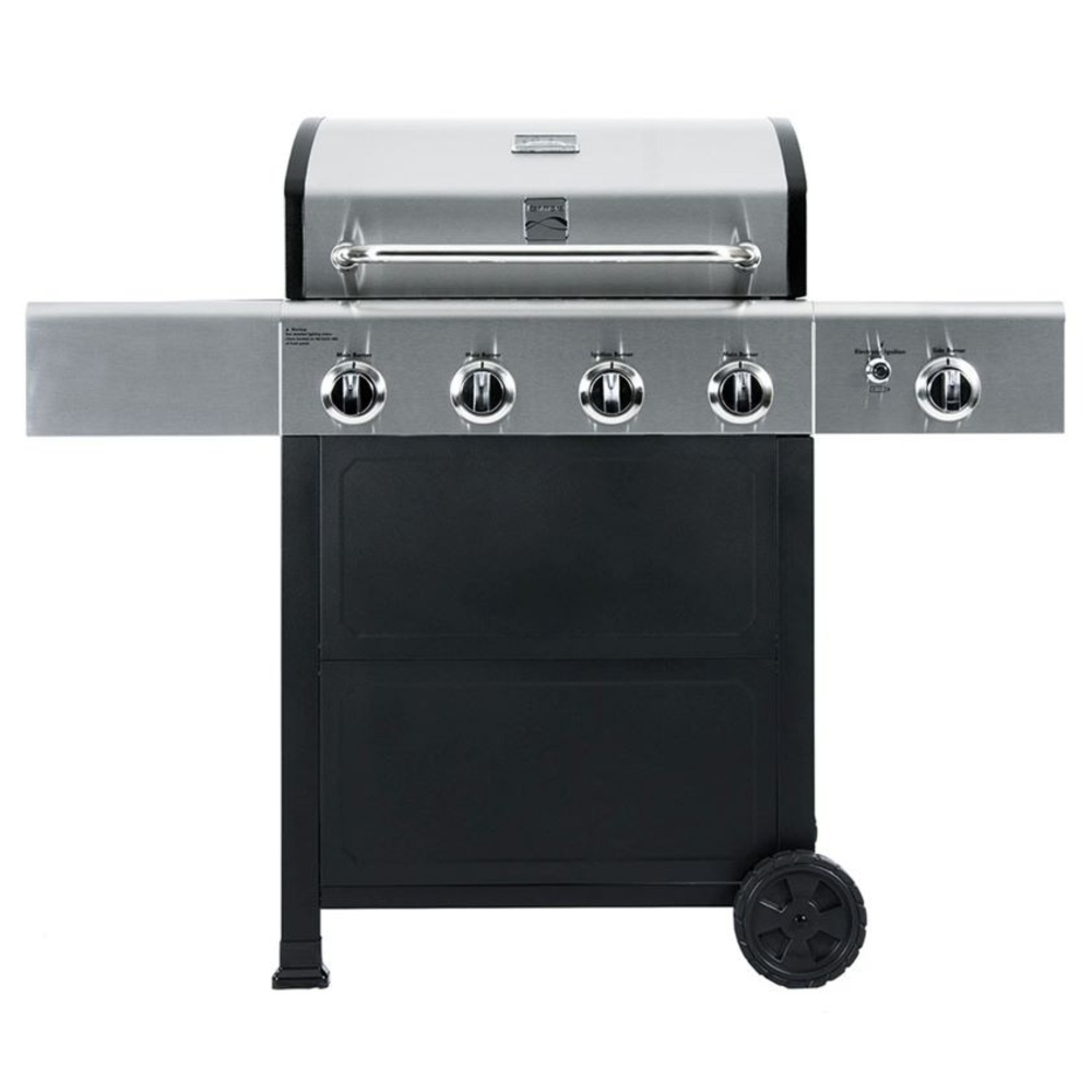 Kenmore - 4 Burner Gas Grill Plus Side Burner - Black With Stainless Steel Lid