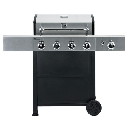 Kenmore - 4 Burner Gas Grill Plus Side Burner - Black With Stainless Steel Lid