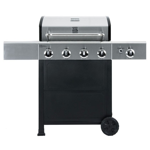 Kenmore - 4 Burner Gas Grill Plus Side Burner - Black with Stainless Steel Lid