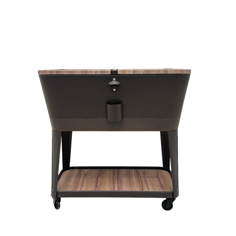 Permasteel - 80qt Patio Cooler - Tapered - Wood Grain - Brown Trim