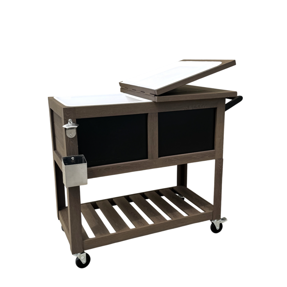 Permasteel - 80qt Bar Cart Style Patio Cooler - Wood Grain