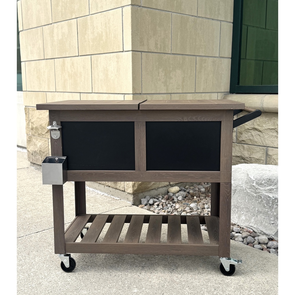 Permasteel - 80qt Bar Cart Style Patio Cooler - Wood Grain