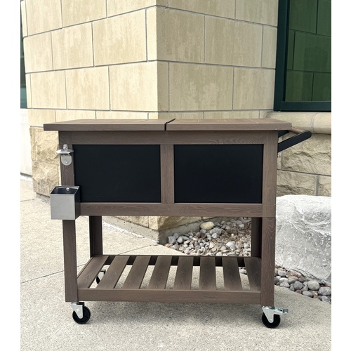 Permasteel - 80qt Bar Cart Style Patio Cooler - Wood Grain