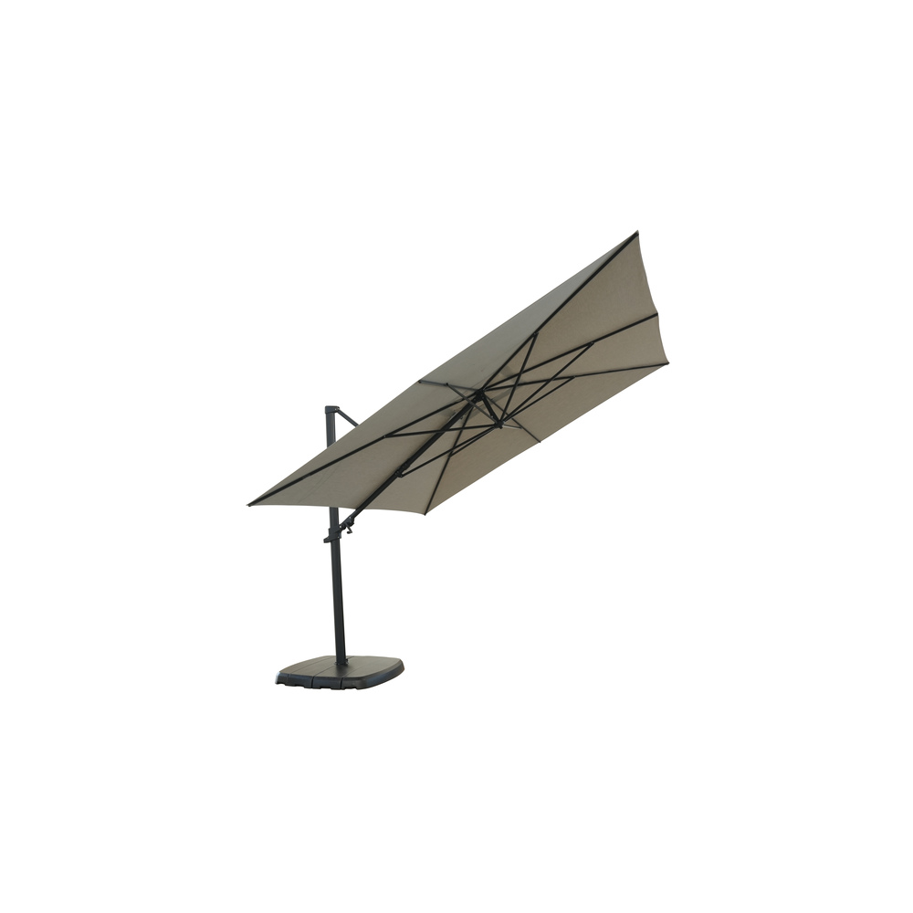 Treasure Garden - 10' Square Cantilever Umbrella + Base - Black Frame W/sterling Fabric