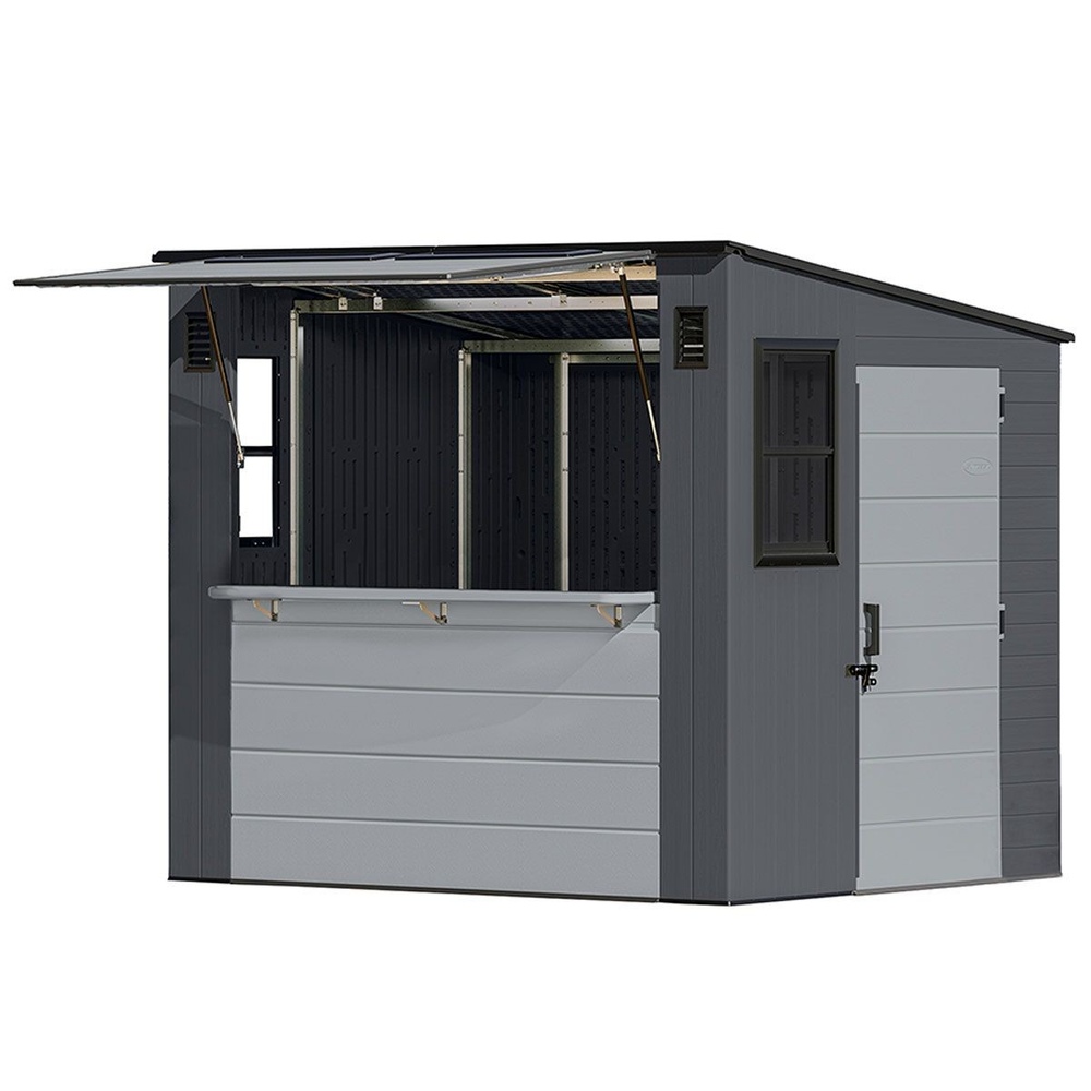 Suncast - 8' X 7' Cabana Entertainment Shed - Cool Gray/dove Gray