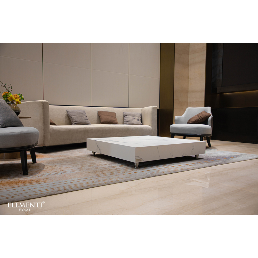 Elementi Home - Bianco Coffee Table - Large Square - White