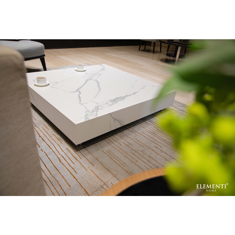 Elementi Home - Bianco Coffee Table - Large Square - White
