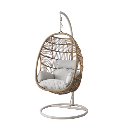 Backyard Lifestyles - Swing Chair W/ Waterproof Cushion (brown/taupe Frame + Light Gray Cushion)