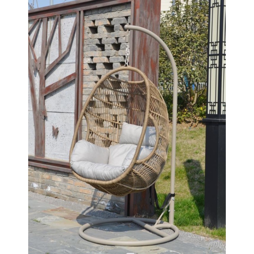 Backyard Lifestyles - Swing Chair W/ Waterproof Cushion (brown/taupe Frame + Light Gray Cushion)