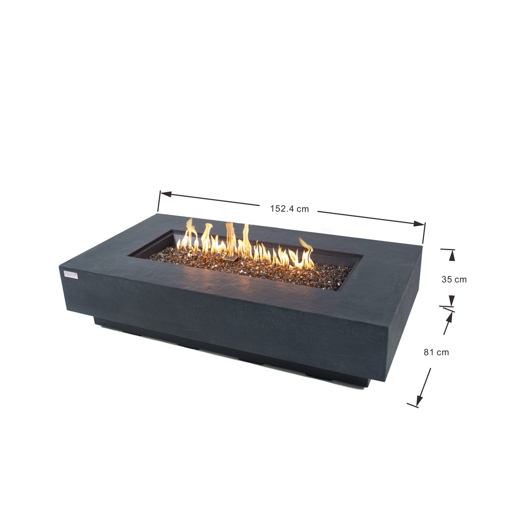 Elementi Plus - Positano Fire Table - Dark Gray - Rectangle - Natural Gas