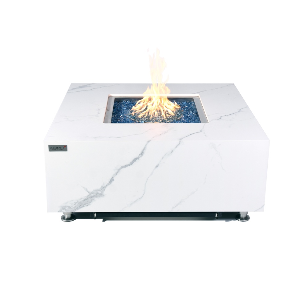 Elementi Plus - Bianco Porcelain Fire Table - White Square - Lp