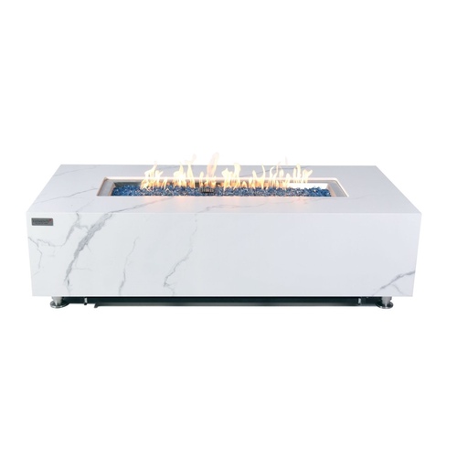 Elementi Plus - Carrara Porcelain Fire Table - White Rectangle - NG