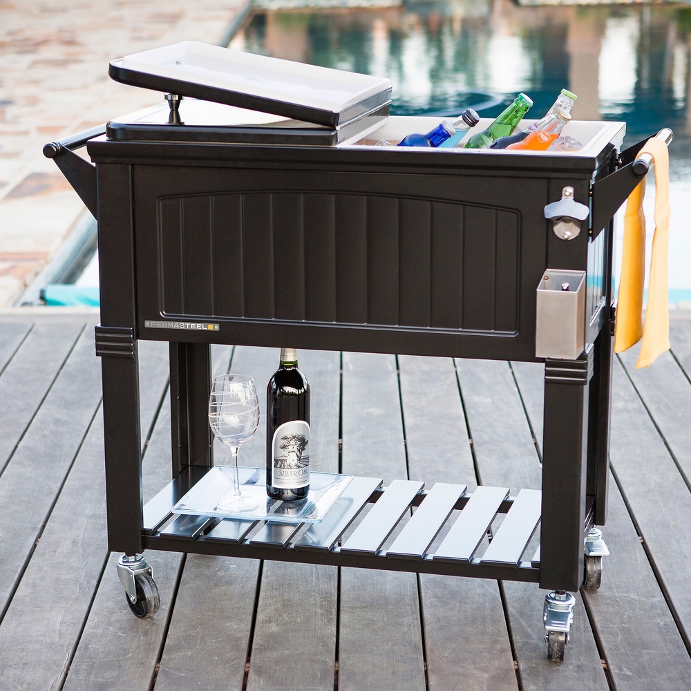 Permasteel - 80qt Furniture Style Patio Cooler - Black 