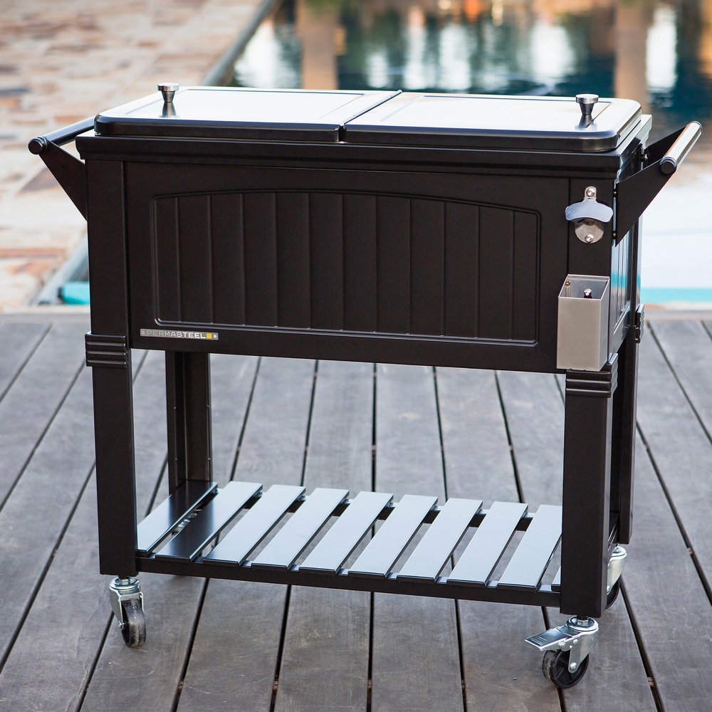 Permasteel - 80qt Furniture Style Patio Cooler - Black 