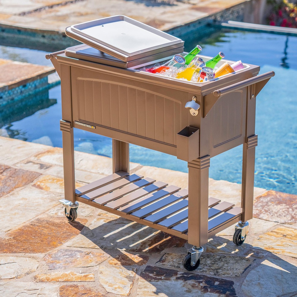 Permasteel - 80qt Furniture Style Patio Cooler - Taupe