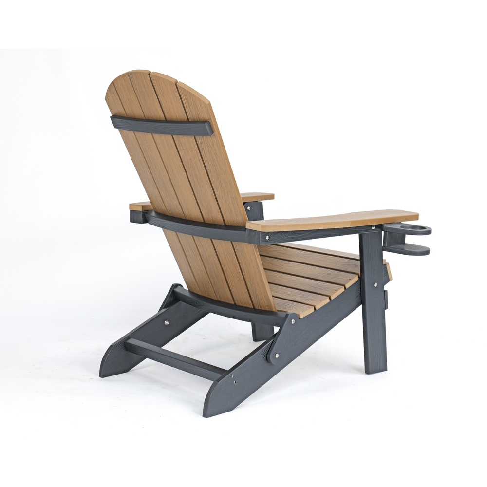 Backyard Lifestyles - Folding Adirondack Chair W/cup Holder- Brown/black
